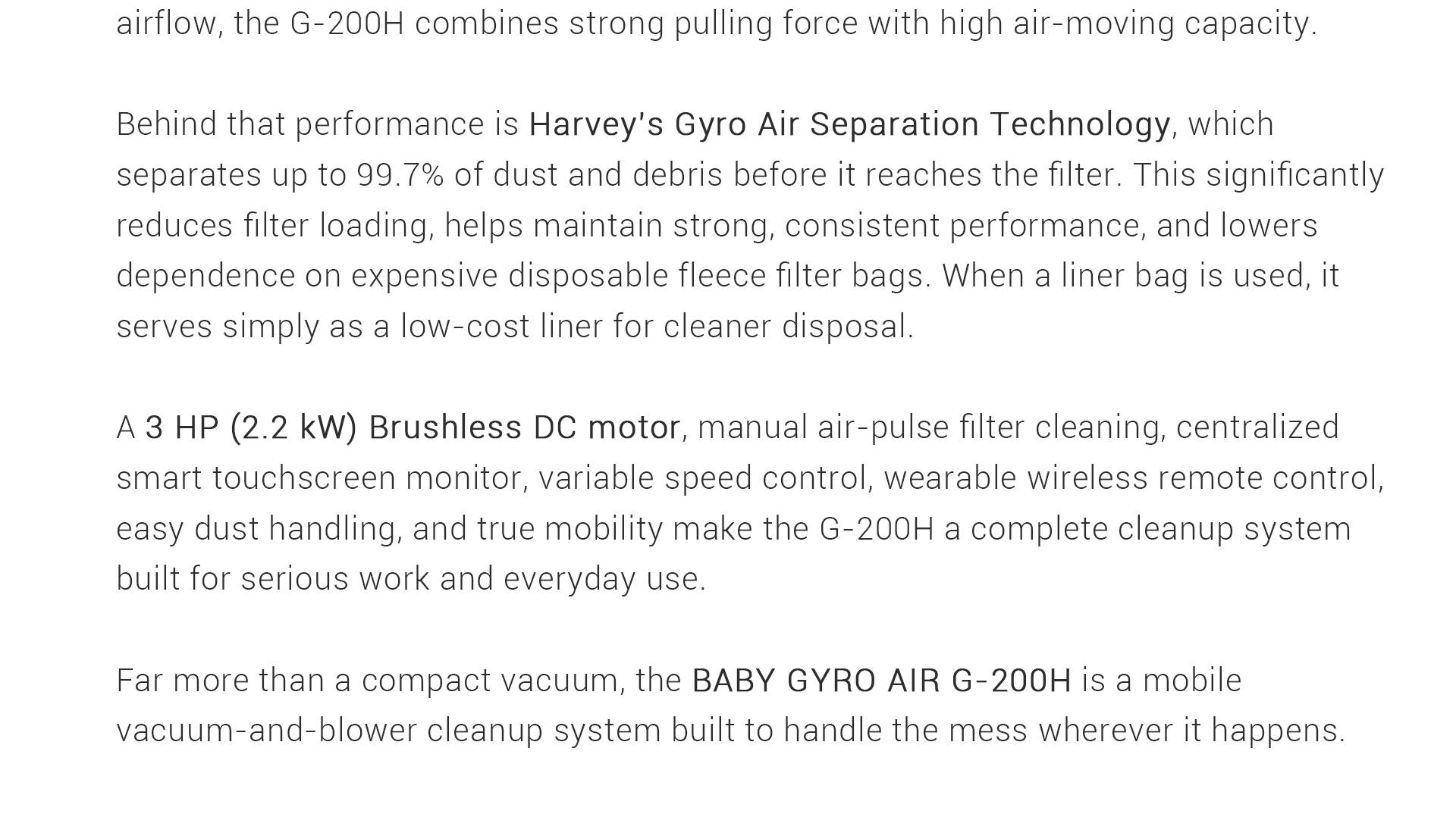 GYRO AIR G-700 Dust Processor for dust collection and extraction front view with control panel pressure gauge and 6 inch inlet