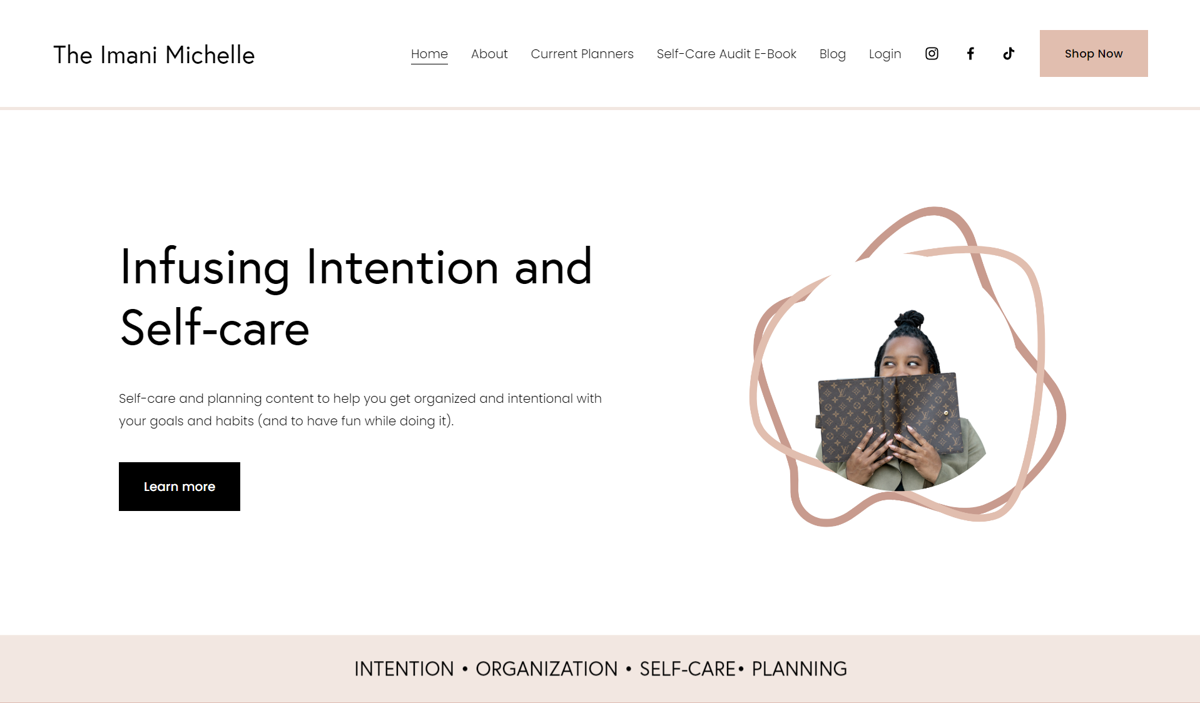 Screenshot of The Imani Michelle, from the virtual assistant websites collection.