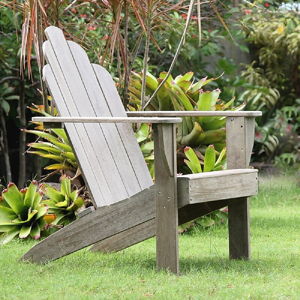 Cambridge Casual Heaton Weathered Gray Wood Frame Stationary Adirondack Chair with Slat Seat