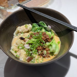 tantanmen with prawn wontons