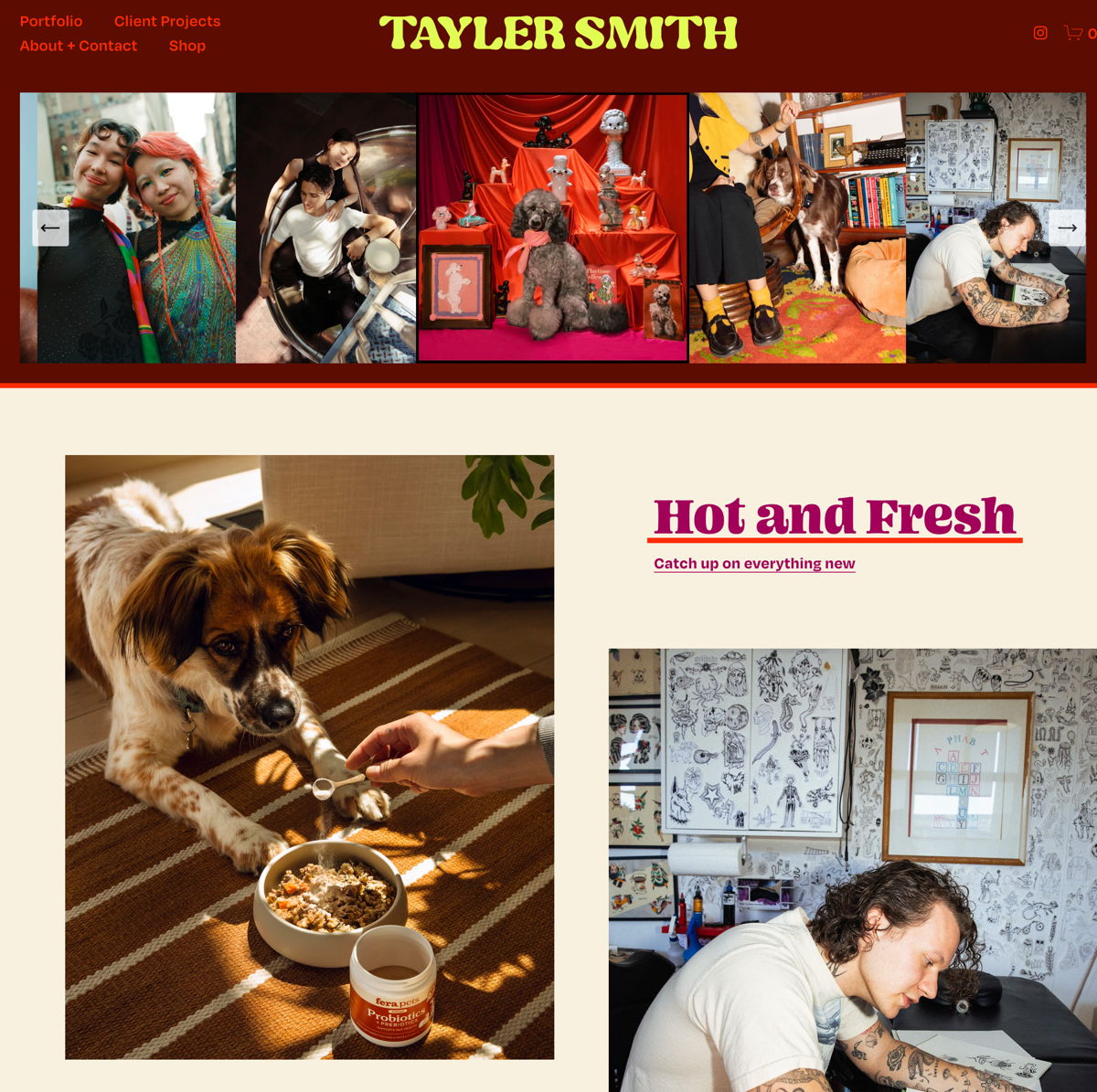 Screenshot of Tayler Smith, from the squarespace photography websites collection.