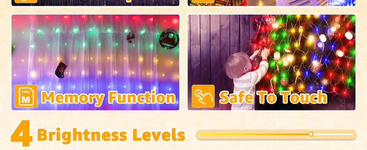 Features of Ollny's 200 leds multicolor net lights