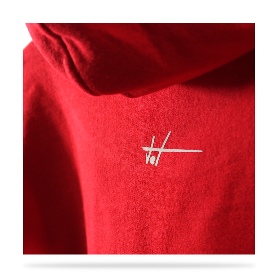 Red cotton fleece pull-over hoodie sj clothing manila philippines