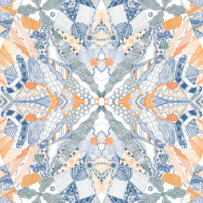 White & Orange Cool Modern Pattern Wallpaper pattern