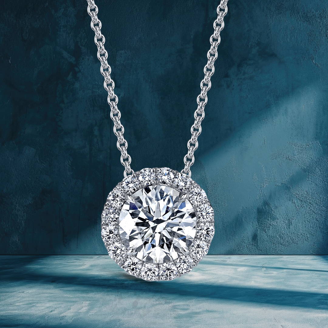 diamond halo pendant