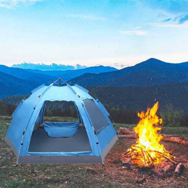 Pop Up Tent UV Resistant Ventilation Waterproof Outdoor Camping Automatic Hexagon Tent