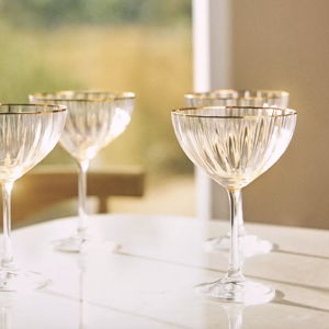 Waterfall Coupe Glasses, Set of 4 in "honey"