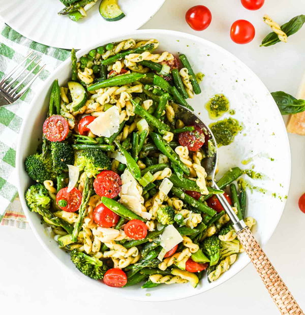 Photo of *NEW* VEGETARIAN Loaded Pasta Primavera with Lemony Kale Pesto