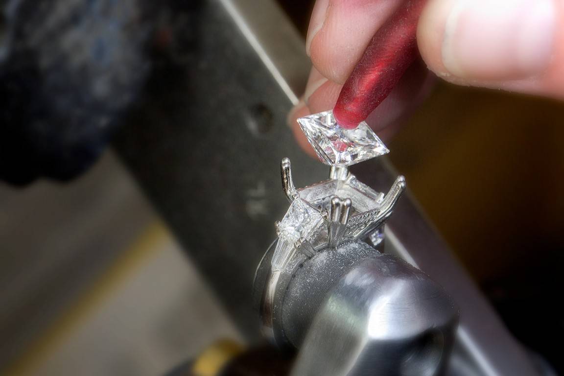 Diamond be set into a ring setting by Jeweler