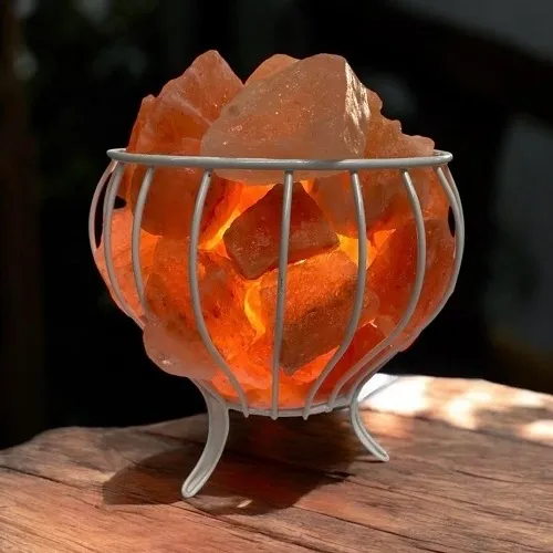 Salt Lamp - White Wire Basket Includes Chunks