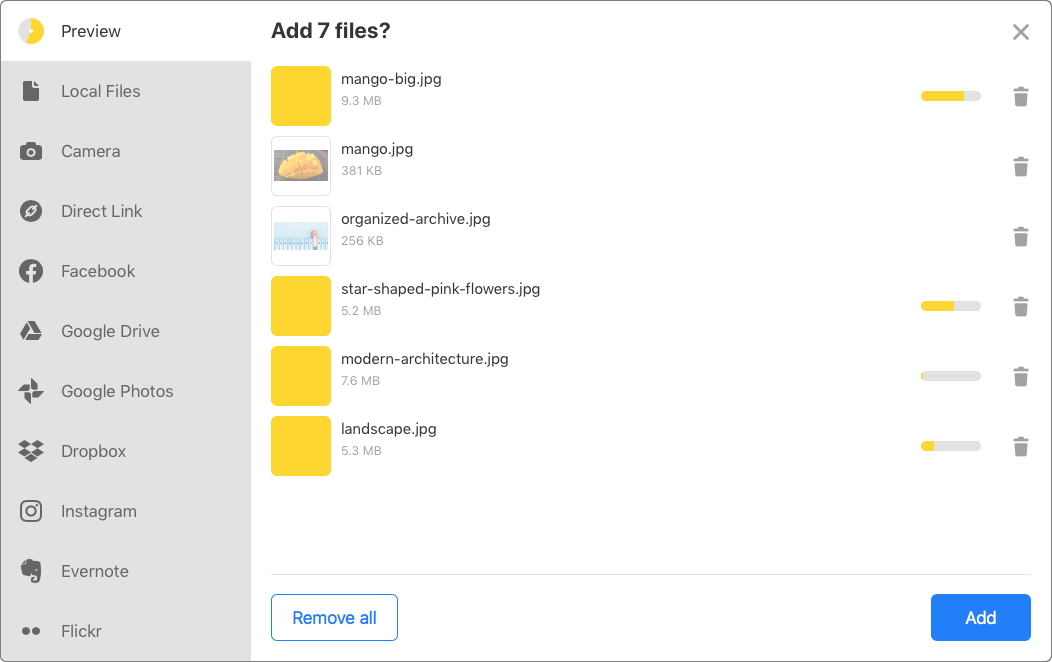 Uploading multiple files with individual progress bars