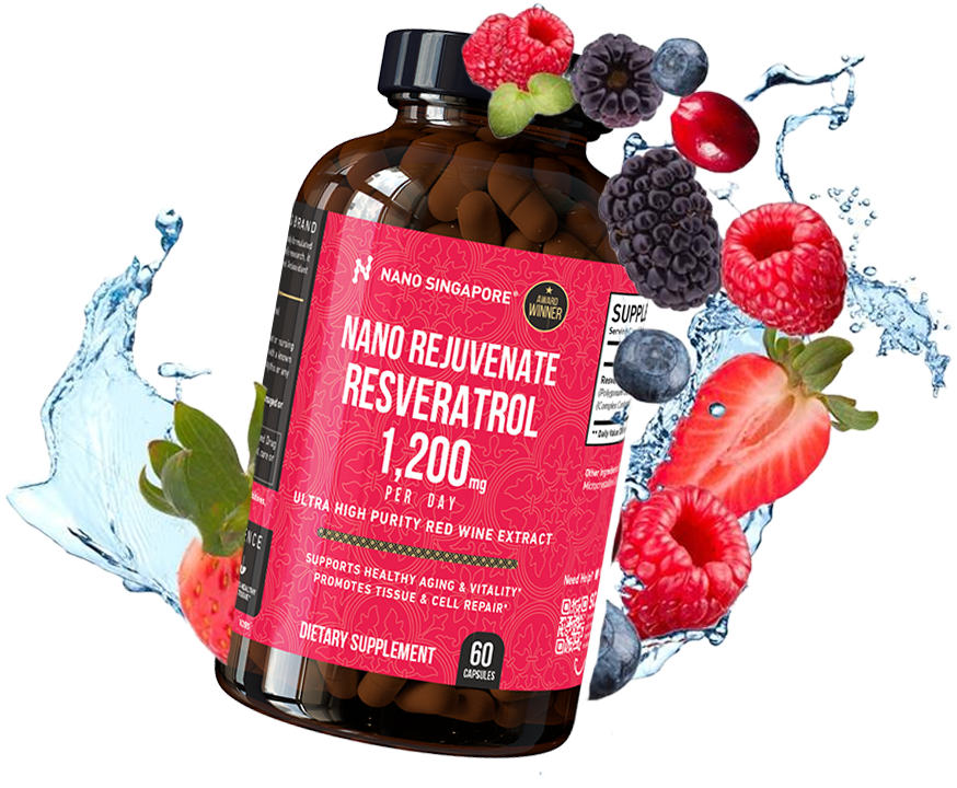 Bottle of Reveratrol Supplement giving anti aging vitamins for face