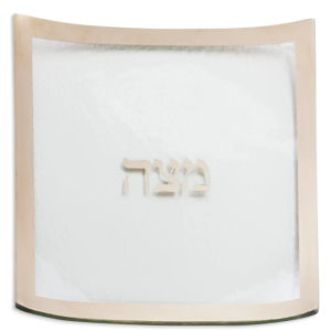 Annieglass Judaica Square Matza Plate, Platinum