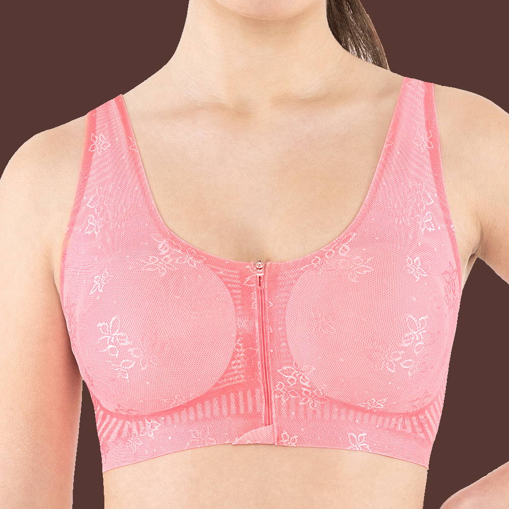 U Neck Front with Zipper Front Open Bra with ZIpper & U-Neck Design for easy wear and removal