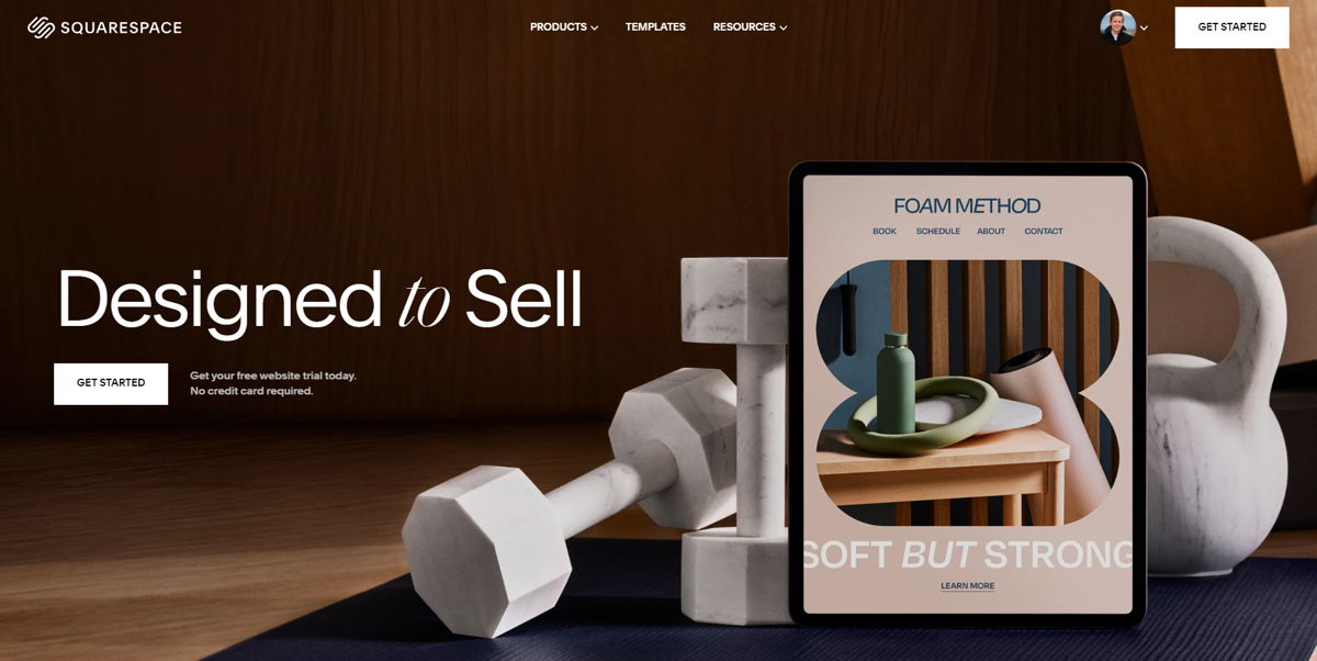 Screenshot of Squarespace, from the saas websites collection.