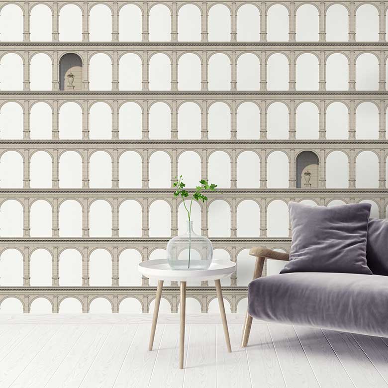Cream Elegant Stone Arch Wallpaper hero image