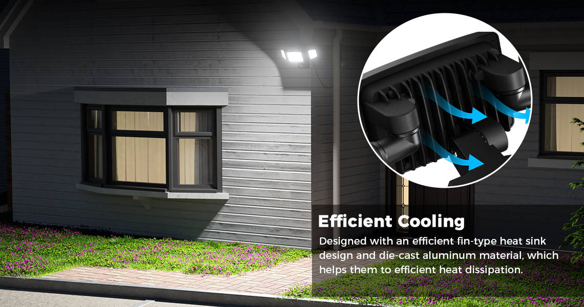 55W LED Outdoor Lights with Plug Efficient Cooling