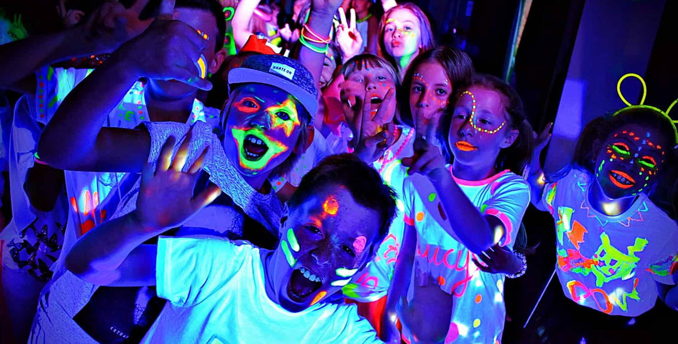 fluorescent black light party