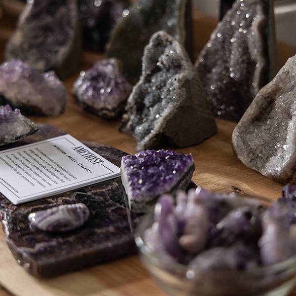 Shelf of Amethyst in our Chattanooga Crystal Store