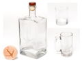 Set with Turkey Track Logo Decanter, Whiskey Glass, Beer Glass and Engraved Wood Bottle Opener