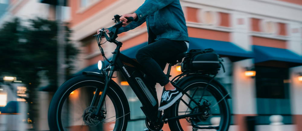 Rider on Himiway electric bike on street