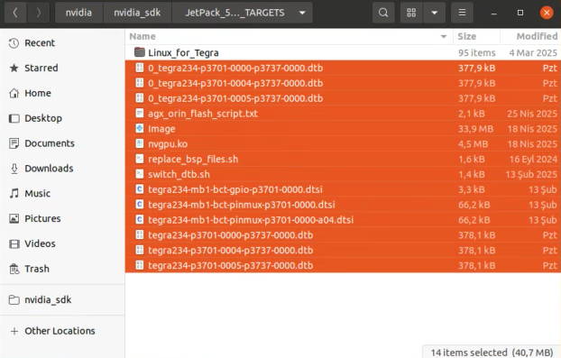 BSP files moved in target HW image folder
