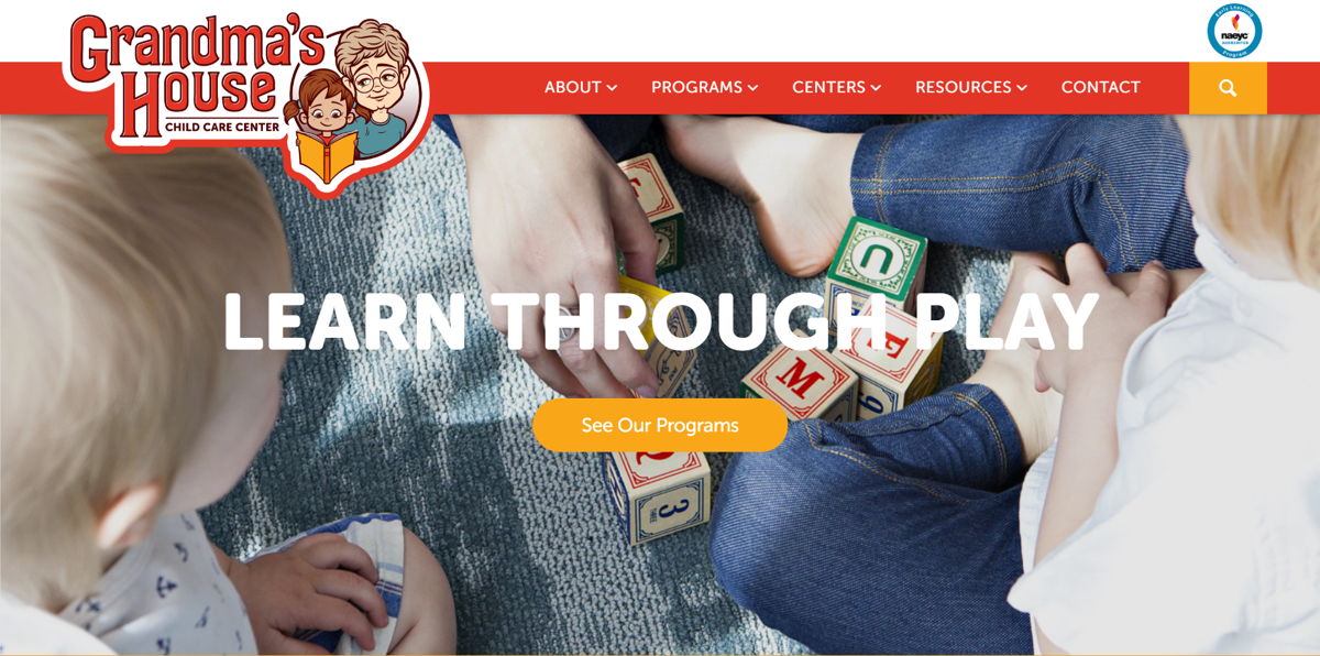 Screenshot of Grandma's House, from the childcare & daycare websites collection.