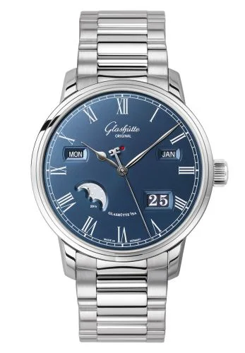 Senator Perpetual Calendar Stainless Steel / Blue / Bracelet