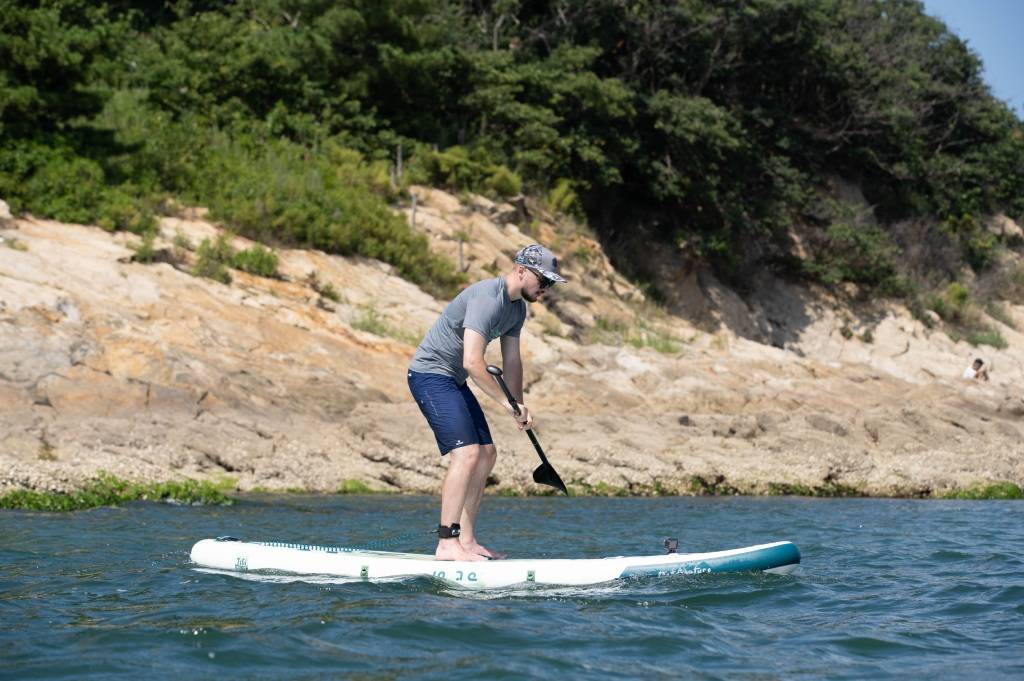 Funwater stand up paddle boards on calm water with beginners paddle boards