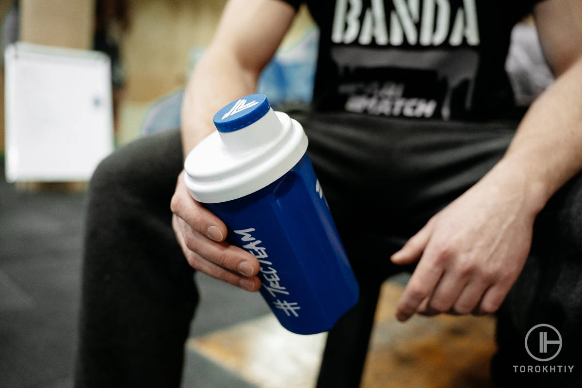 WBCM protein shaker during workout