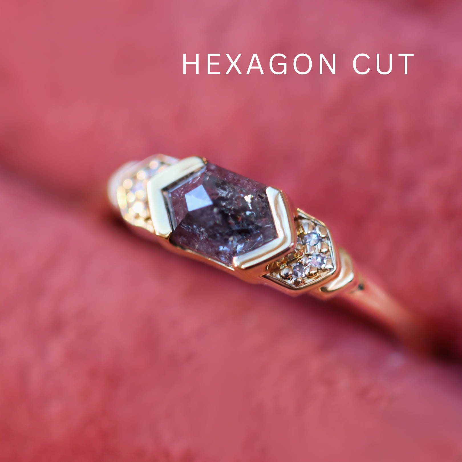 Hexagon cut engagement ring