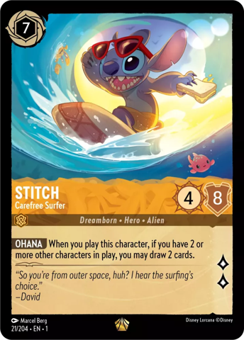 Stitch card from Disney's Lorcana: The First Chapter.