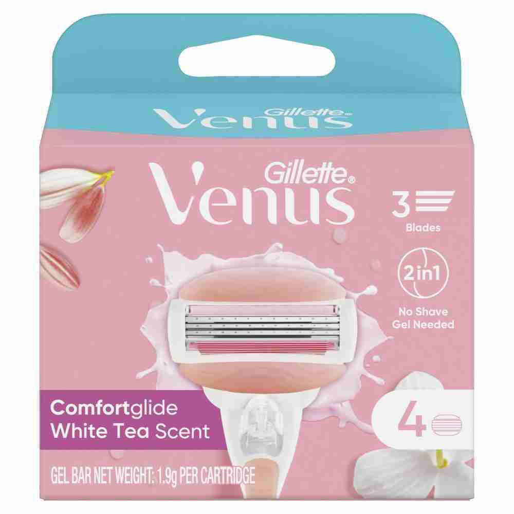Gillette Venus Comfortglide White Tea Scent Blade Refills, 4 Count