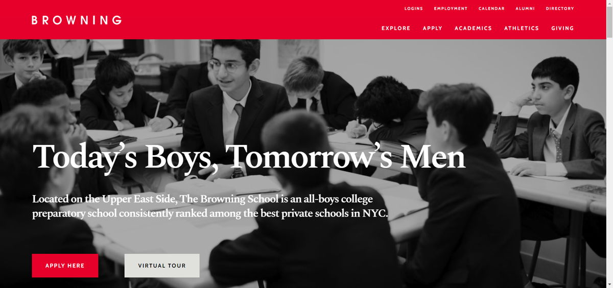 Screenshot of Browning, from the school websites collection.