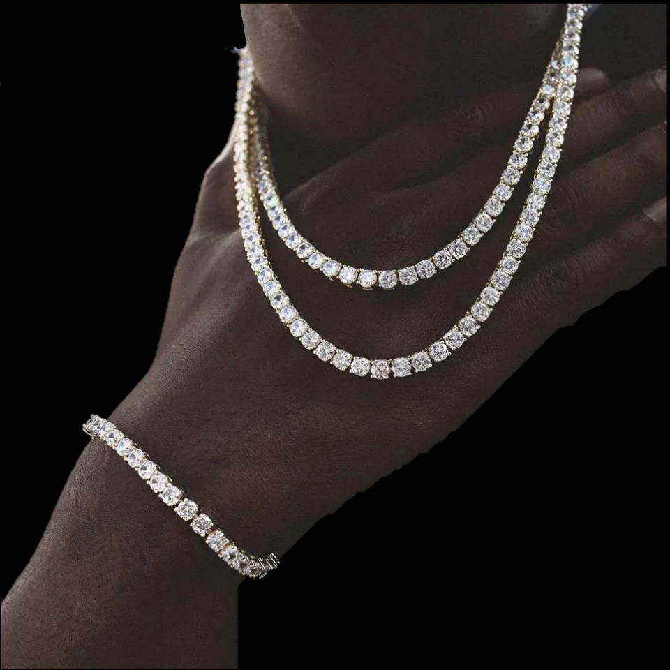 Moissanite diamond Tennis Chain Necklace and Bracelet