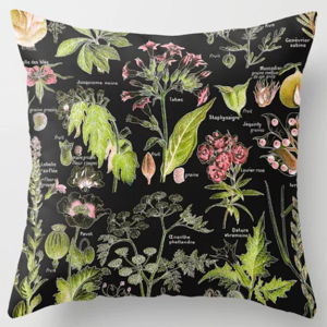 Throw Pillow 16"x16" Plantes Dangereuses Adolphe Millot