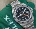 Rolex Explorer 2 on a steel strap, green Rolex decor