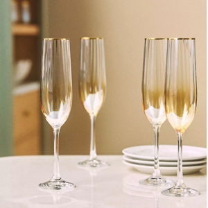 Waterfall Flutes, Set of 4, in Honey