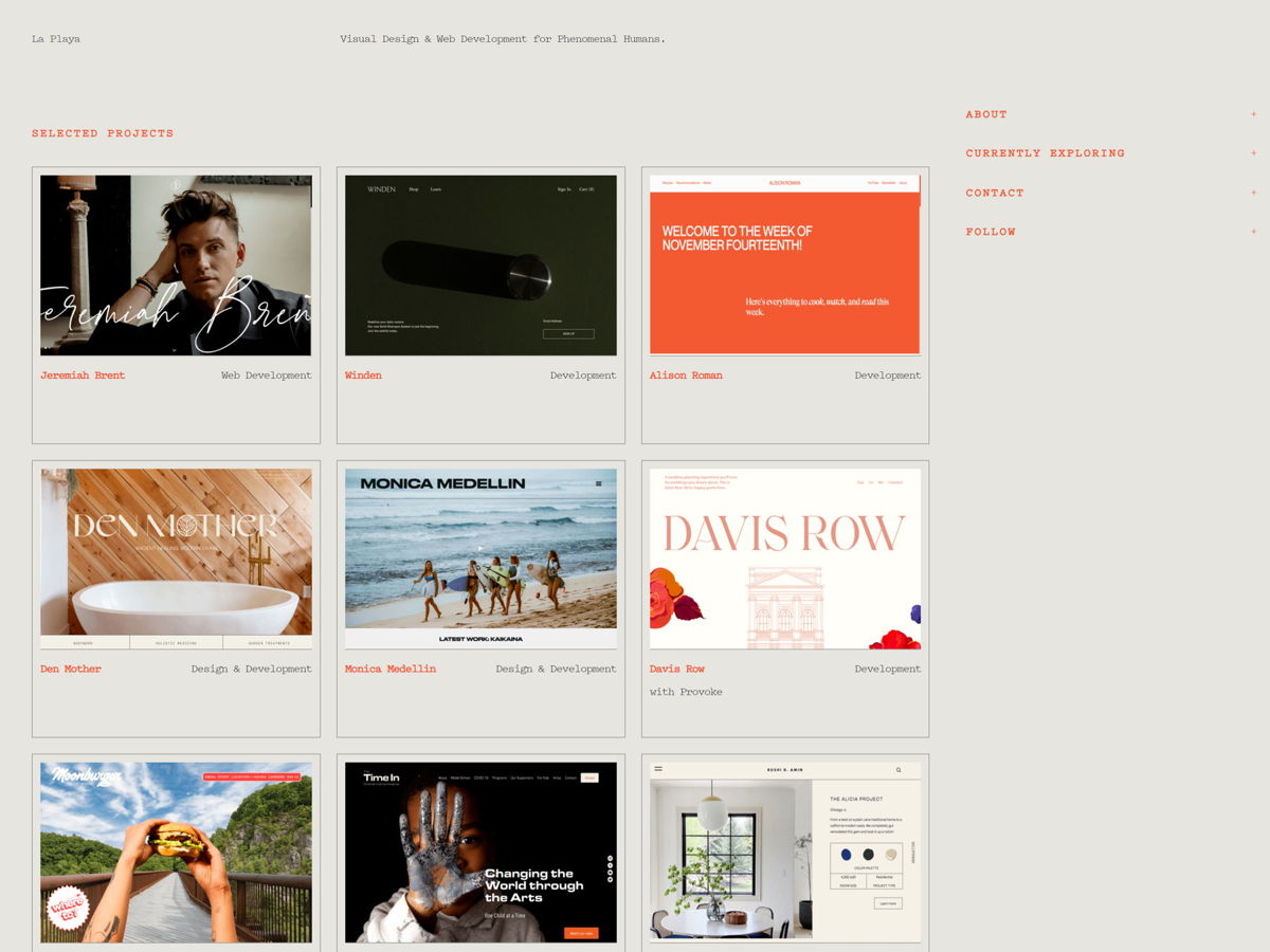 Screenshot of La Playa, from the digital portfolio examples collection.
