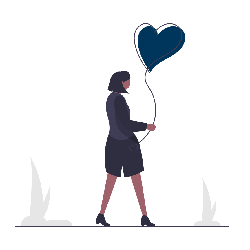 Woman carrying heart-shaped balloon 