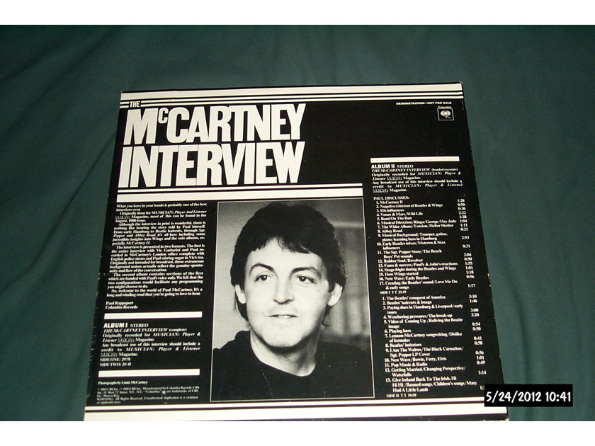 Paul McCartney - The McCartney Interview 2 LP White Label Promo LP NM