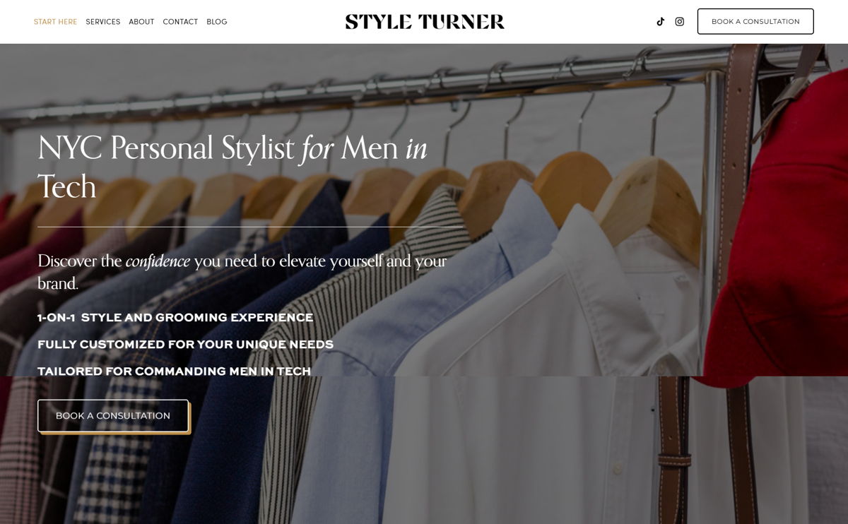 Screenshot of Style Turner, from the stylist portfolios collection.