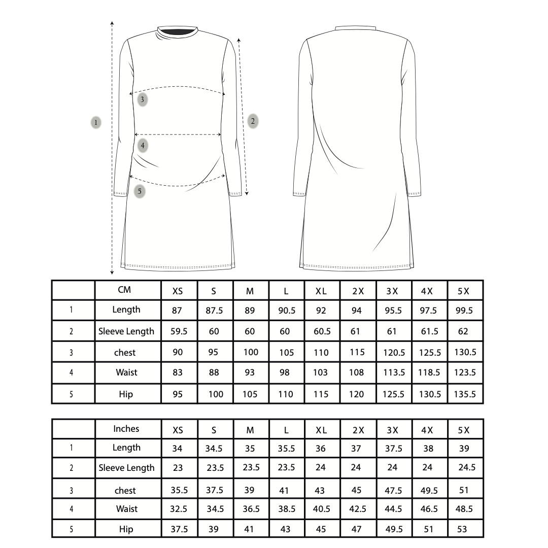 Play Out Robbie unisex mini dress Sizing Chart available in XS-5X