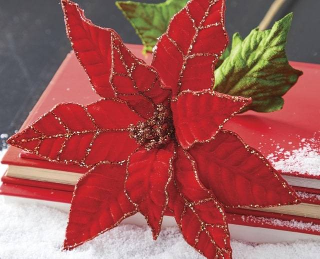 melrose classic red poinsettia with glitter