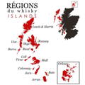 Carte région du Whisky d'Ecosse Islands
