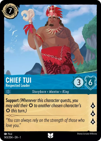 Chief Tui card from Disney's Lorcana: The First Chapter.