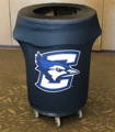 garbage can with logo