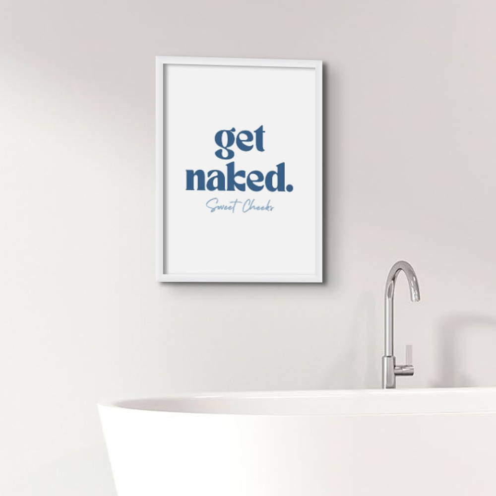 get naked bathroom print - fun bathroom art print