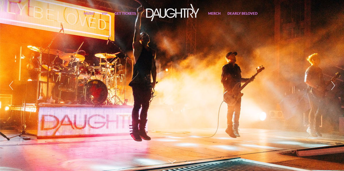 Screenshot of Daughtry Official, from the band websites collection.