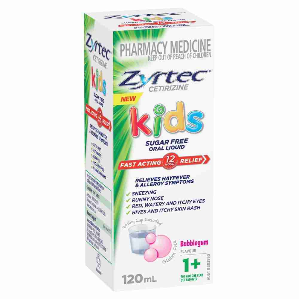 Zyrtec Kids Antihistamine Allergy & Hayfever Oral Liquid Bubblegum 120ml
